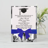 Blue Ribbon en Grey Camo Afstuderen Kaart (Staand voorkant)