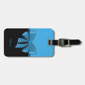 Blue Ribbon en Polka Dots Bagagelabel (Voorkant horizontaal)