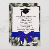 Blue Ribbon en Snow Leopard Afstuderen Kaart (Voorkant / Achterkant)