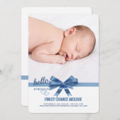 Blue Ribbon Foto geboorteaankondiging Aankondiging (Voorkant / Achterkant)