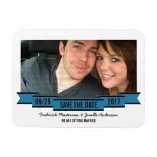 Blue Ribbon Foto Save the Date Magnet Magneet