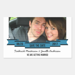 Blue Ribbon Foto Save the Date Stickers