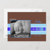 Blue Ribbon Geboorteaankondiging Aankondigingskaart (Voorkant / Achterkant)