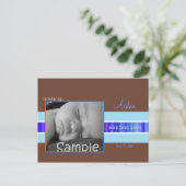 Blue Ribbon Geboorteaankondiging Aankondigingskaart (Staand voorkant)