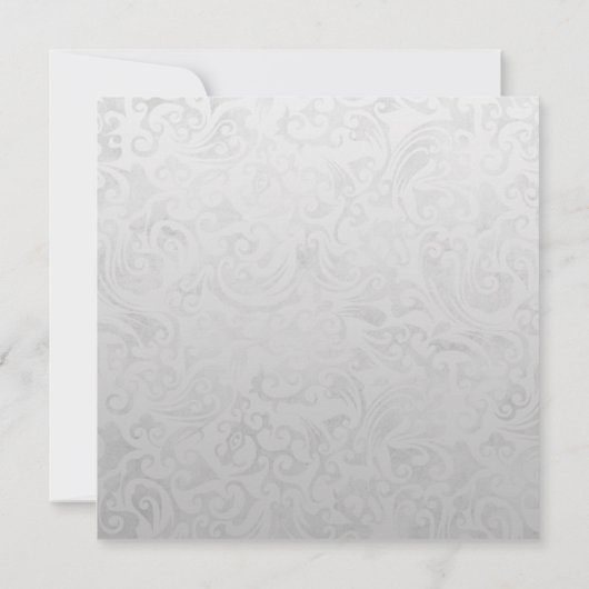 Blue Ribbon Gem Zilveren Post Huwelijksuitnodiging Kaart (Achterkant)