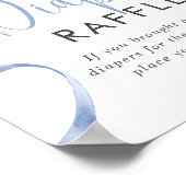 Blue Ribbon Girl Baby shower Luier Raffle Sign Poster (Hoek)