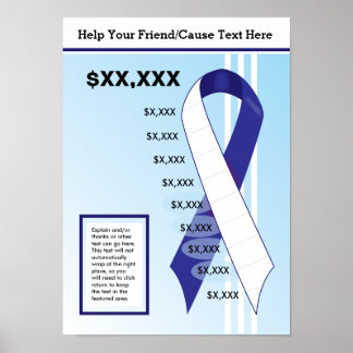 Blue Ribbon Goal Thermometer Poster