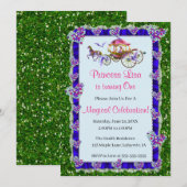 Blue Ribbon Green Glitter Royal Princess Birthday Kaart (Voorkant / Achterkant)