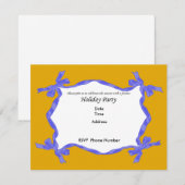 Blue Ribbon Holiday Party Invitation Kaart (Voorkant / Achterkant)