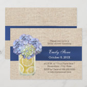 Blue Ribbon Hydrangea & Mason Jar Vrijgezellenfees Kaart (Voorkant / Achterkant)