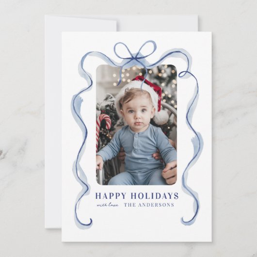 Blue Ribbon Lijst Prettige feestdagen Feestdagenkaart (Voorkant)