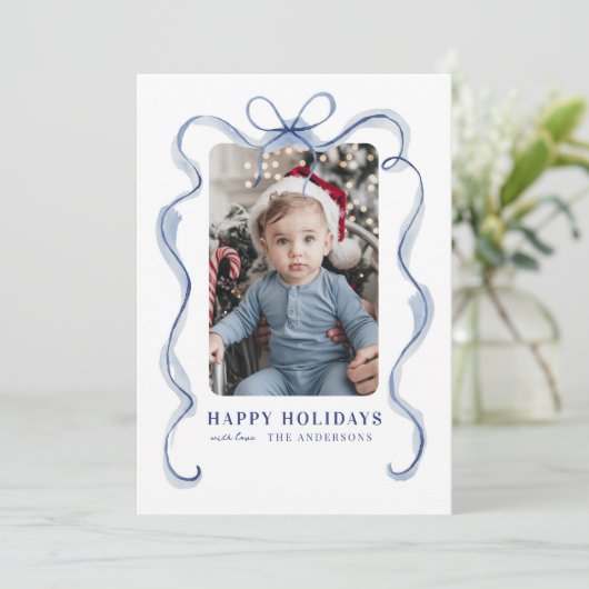 Blue Ribbon Lijst Prettige feestdagen Feestdagenkaart (Staand voorkant)