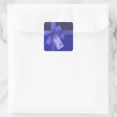 Blue Ribbon Merry kerstcadeautjes Vierkante Sticker (Tas)