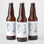 Blue Ribbon Monogram Wedding  Bier Etiket (Flessen)