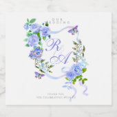 Blue Ribbon Monogram Wedding  Bier Etiket (Enkel label)