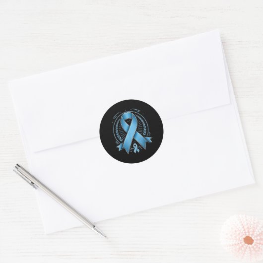 Blue Ribbon Prostate Cancer Awareness Survivor Ronde Sticker (Envelop)