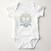 Blue Ribbon Puppy Baby Monogram Crest Romper (Voorkant)