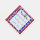 Blue Ribbon Red Glitter Royal Princess Birthday Servet (Hoek)