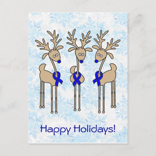 Blue Ribbon Reindeer Feestdagenkaart (Voorkant)