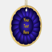 Blue Ribbon Rosette aan personaliseren Keramisch Ornament (Rechts)