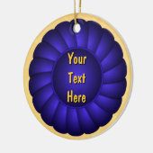 Blue Ribbon Rosette aan personaliseren Keramisch Ornament (Links)