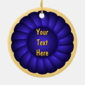 Blue Ribbon Rosette aan personaliseren Keramisch Ornament (Achterkant)