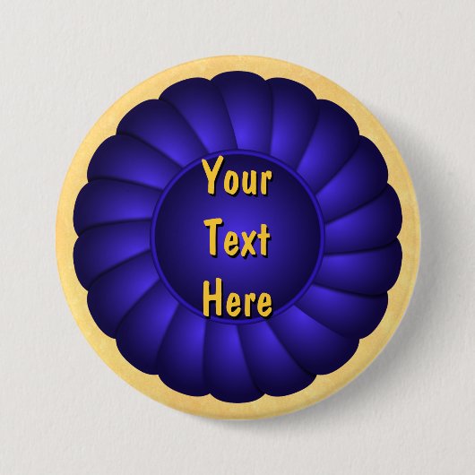 Blue Ribbon Rosette aan personaliseren Ronde Button 7,6 Cm (Voorkant)