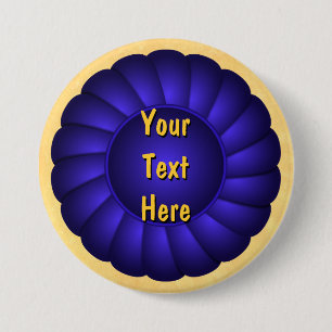Blue Ribbon Rosette aan personaliseren Ronde Button 7,6 Cm