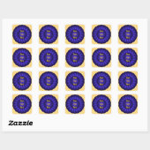 Blue Ribbon Rosette aan personaliseren Vierkante Sticker (Vel)