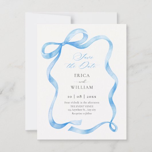 Blue ribbon save the date (Voorkant)