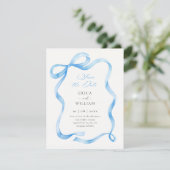 Blue ribbon  save the date (Staand voorkant)