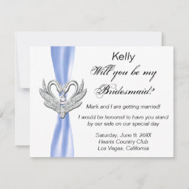 Blue Ribbon Silver Swans Bridesmaid Kaart