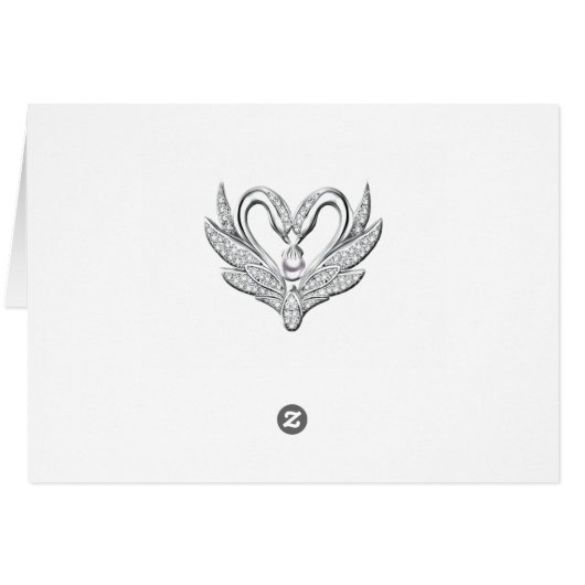 Blue Ribbon Silver Swans Folted Table Place Card (Achterkant Horizontaal)