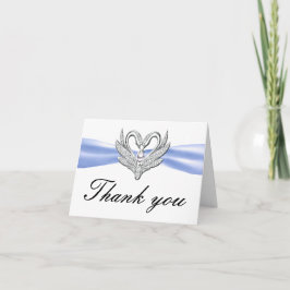 Blue Ribbon Silver Swans Hartelijk dank Bedankkaart