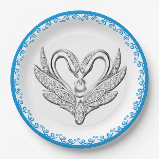 Blue Ribbon Silver Swans Paper Bord (Voorkant)
