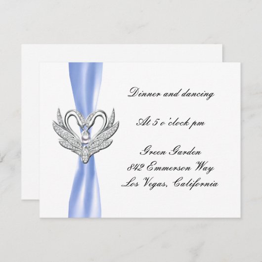 Blue Ribbon Silver Swans Reception Kaart (Voorkant / Achterkant)