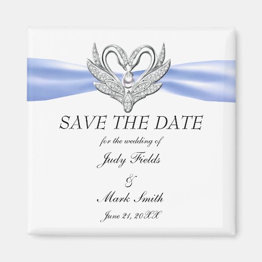 Blue Ribbon Silver Swans sparen de Datum Magnet (Voorkant)