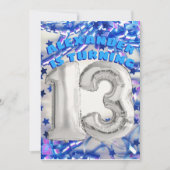 Blue Ribbon & Stars Confetti 13e verjaardagsfeestj Kaart (Voorkant)