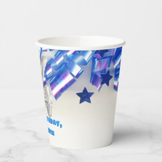 Blue Ribbon & Stars Confetti 14th Birthday Party P Papieren Bekers (Links)