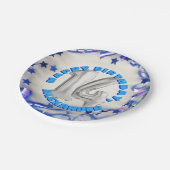 Blue Ribbon & Stars Confetti 14th Birthday Party Papieren Bordje (Gekanteld)