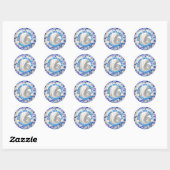 Blue Ribbon & Stars Confetti 16e verjaardagsfeestj Ronde Sticker (Vel)