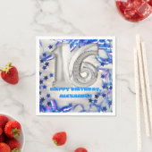 Blue Ribbon & Stars Confetti 16e verjaardagsfeestj Servet (Insitu)