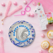 Blue Ribbon & Stars Confetti 16th Birthday Party Papieren Bordje (Feest)