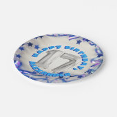 Blue Ribbon & Stars Confetti 17th Birthday Party Papieren Bordje (Gekanteld)