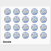 Blue Ribbon & Stars Confetti 18e verjaardagsfeestj Ronde Sticker (Vel)