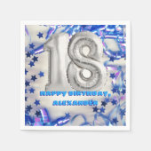 Blue Ribbon & Stars Confetti 18e verjaardagsfeestj Servet (Voorkant)