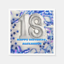 Blue Ribbon & Stars Confetti 18e verjaardagsfeestj Servet