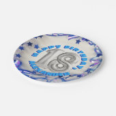 Blue Ribbon & Stars Confetti 18th Birthday Party Papieren Bordje (Gekanteld)