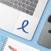 Blue Ribbon Sticker (Laptop met iPhone)