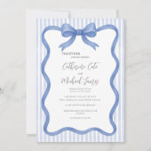 Blue Ribbon Stripe  Budget Wedding Kaart (Voorkant)